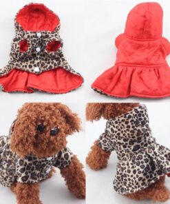 Puppy Stylish Leopard Print Coat Pet Dog Clothes Warm Jacket Pullover Small Doggie Cat Apparel