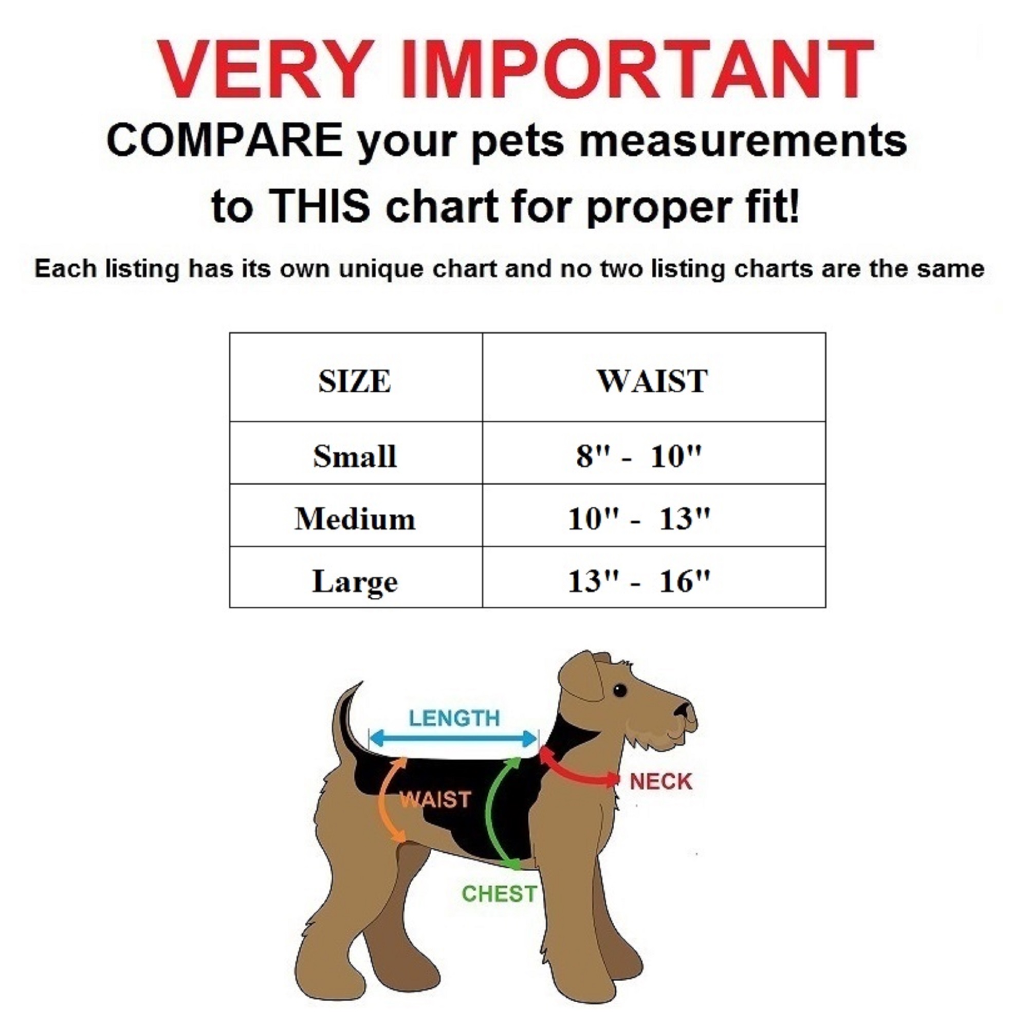 Diaper For a Male Dog Puppy Size Chart