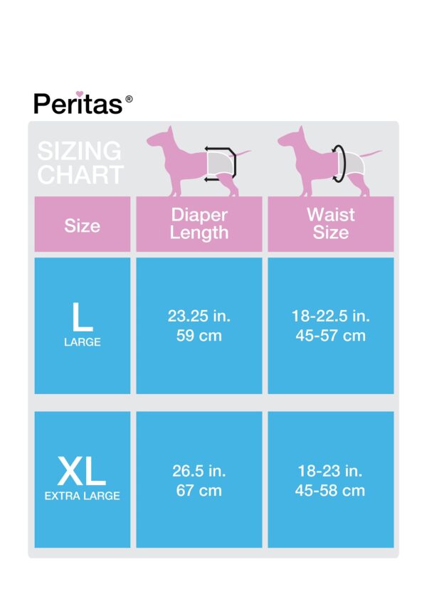 Disposable Dog Diapers for Female Dogs size chart