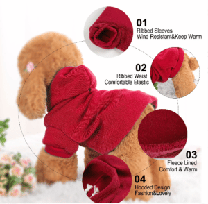 Dog Sweatshirt Hooded Pet SpringFallWinter Clothes Warm Coat Red | Puppies Gear