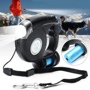 Extendable and Retractable Leash for Dog with LED Flashlight and Garbage Bag | Puppies Gear